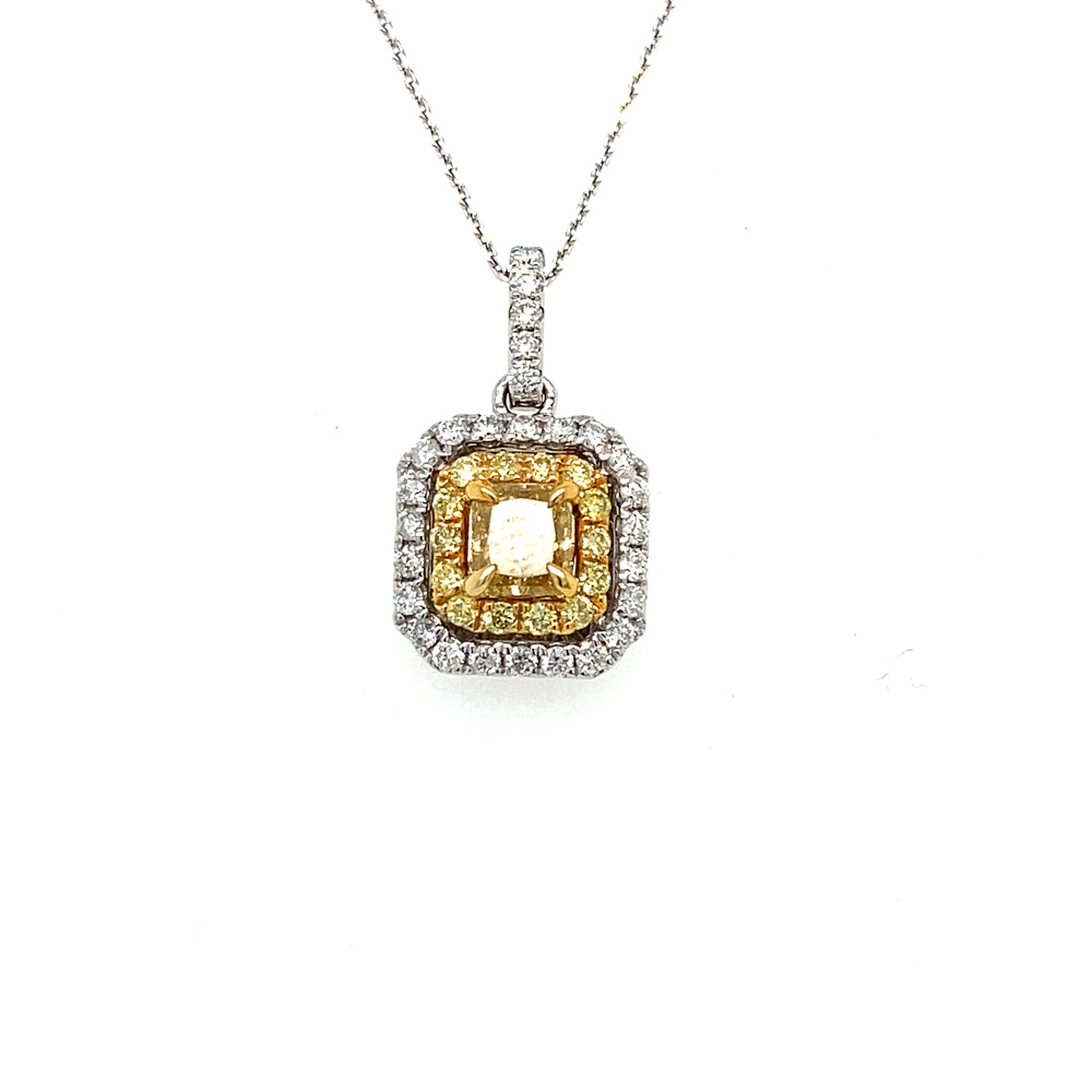 Pink Diamond Necklace in 18K Two Tone Gold - 387-10657