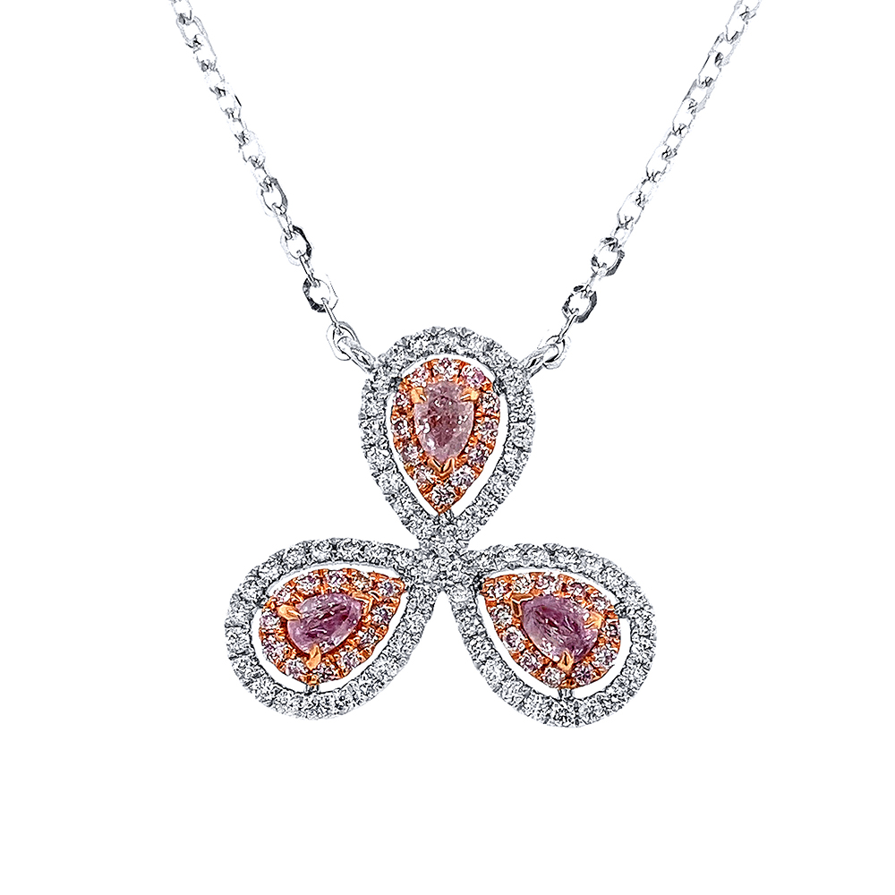 Pink Diamond Necklace in 18K Two Tone Gold - 387-10657